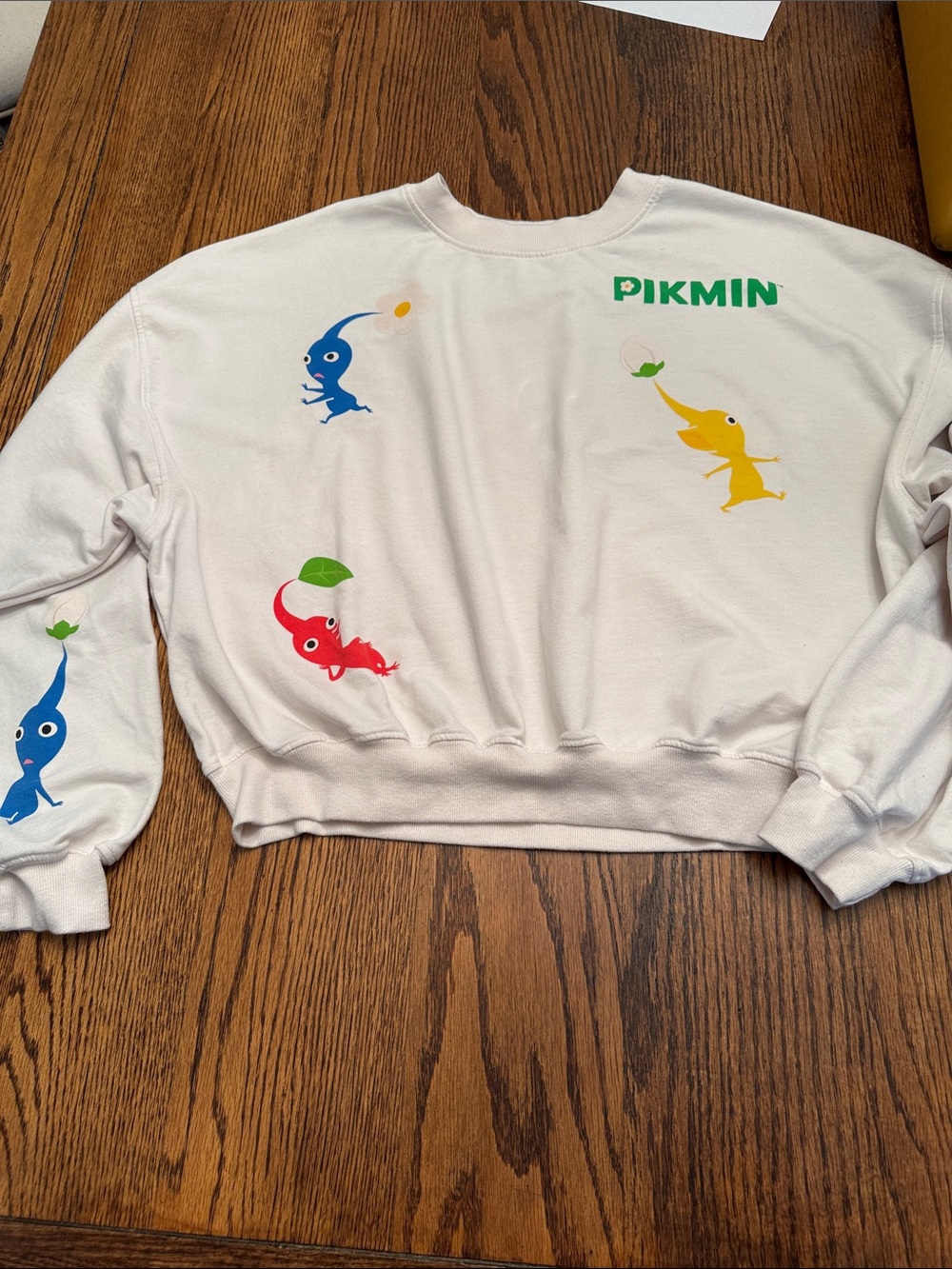 Nintendo Pikmin Graphic Cropped Sweatshirt Oversized Cute Gamer Cozy White Large - Picture 10 of 13